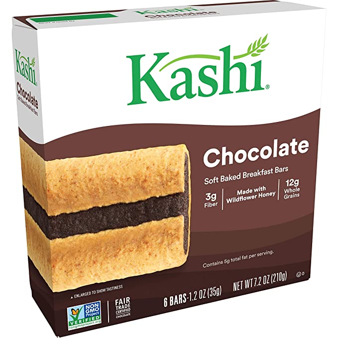 Kashi Soft Baked Breakfast Bars, Fiber Bars, Kids Snacks, Chocolate, 7.2oz Box (6 Bars) - 018627110477