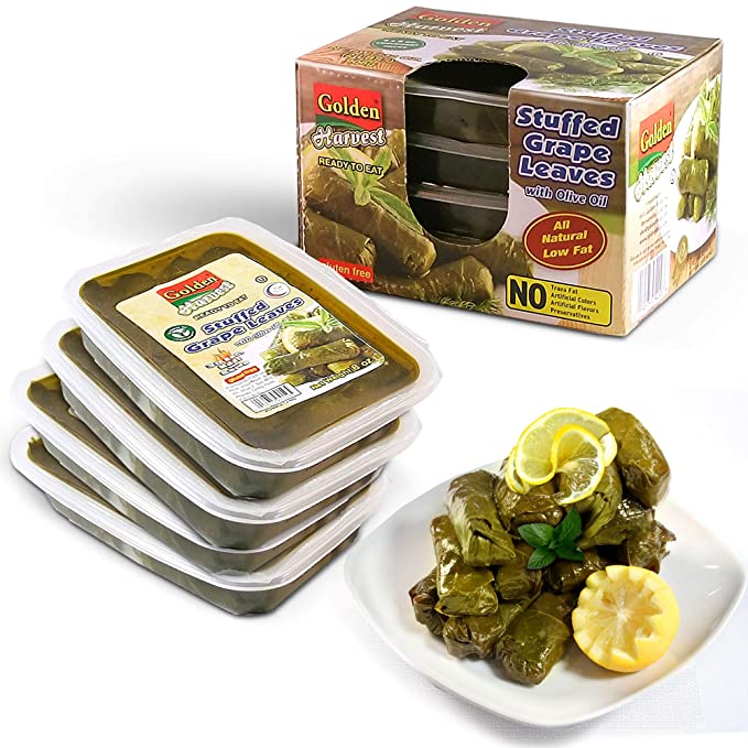  Golden Harvest Stuffed Grape Leaves, Olive Oil Based Prepared Food, Gluten Free Healthy Dolmas Stuffed Vine Leaves in BPA Free Containers, 32oz (2 LB)  - 019175054008