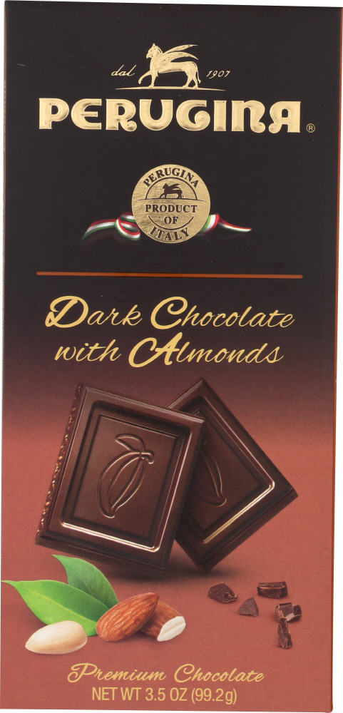 PERUGINA: Dark Chocolate with Almonds Bar, 3.5 Oz - 0020182057050