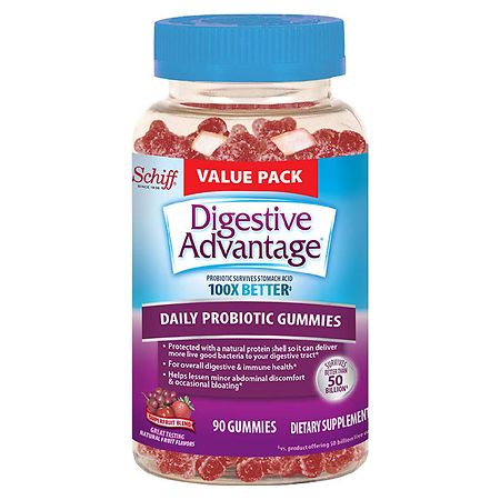 Digestive Advantage Probiotic Gummies For Digestive Health, Daily Probiotics For Women & Men, Support For Occasional Bloating, Minor Abdominal Discomfort & Gut Health, 90ct Superfruit (B075G8G3V2) - 020525980069