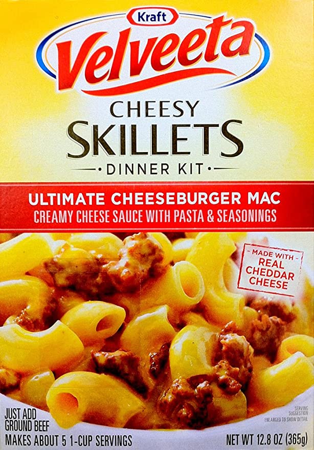  Kraft VELVEETA Cheesy Skillets ULTIMATE CHEESEBURGER MAC Dinner Kit 12.8oz (3 Pack)  - 021000034055