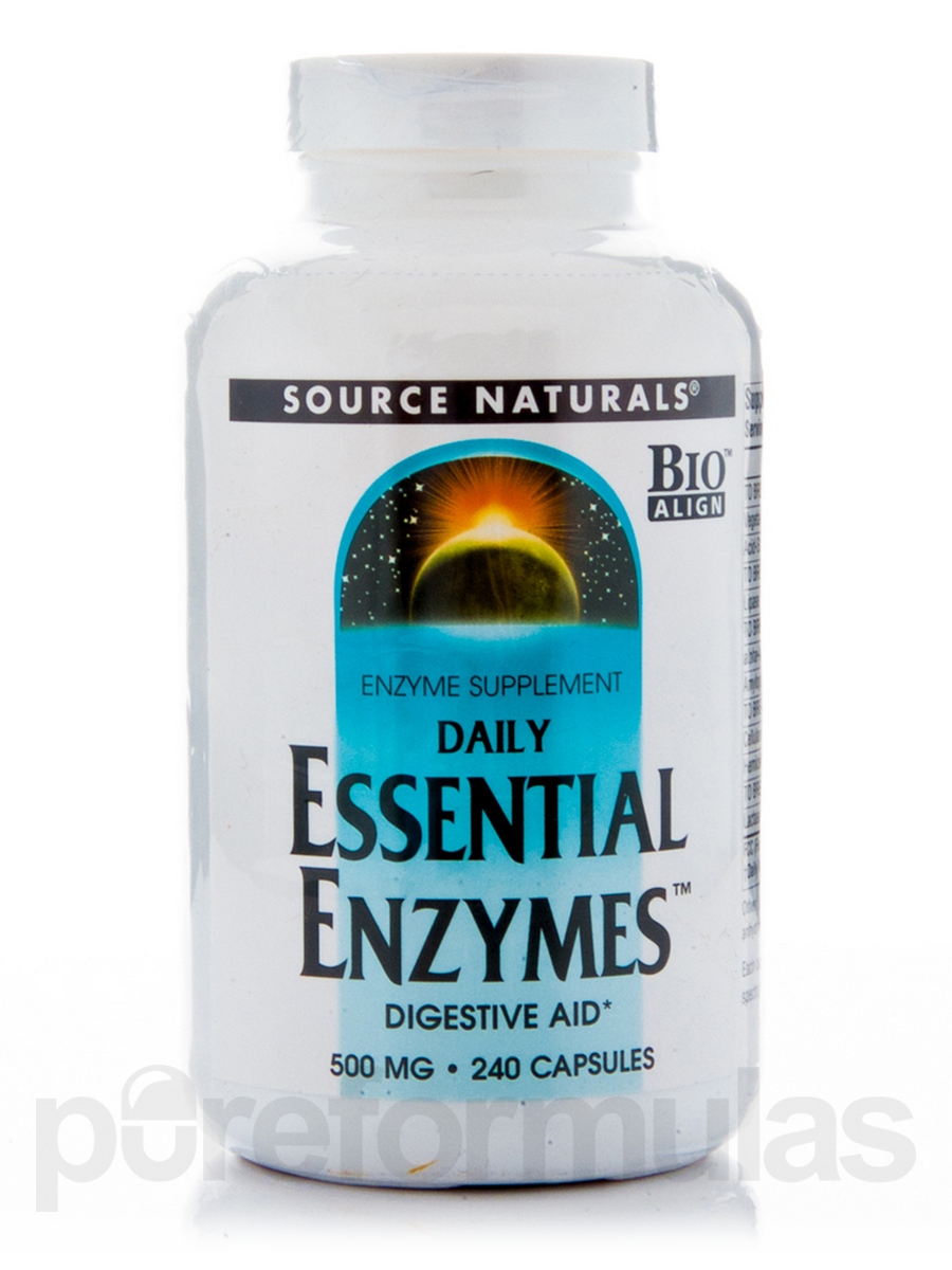Source Naturals Essential Enzymes 500mg Bio-Aligned Multiple Supplement Herbal Defense for Digestion, Gas & Constipation Relief & Daily Digestive Health - Strong Immune System Support - 120 VegiCaps (B0002G2OJW) - 021078009696