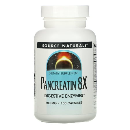 Pancreatin 8X 500 mg 100 Capsules Source Naturals - 021078019442