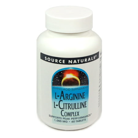 Source Naturals - L-Arginine L-Citrulline Complex Supports Peak Performance 1000 mg. - 60 Tablets - 021078020424