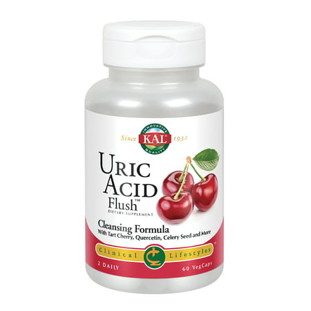 KAL Uric Acid Flush | Tart Cherry Blend Celery Seed & More for Healthy Joint Comfort Support | 30 Servings | 60 VegCaps - 021245221074
