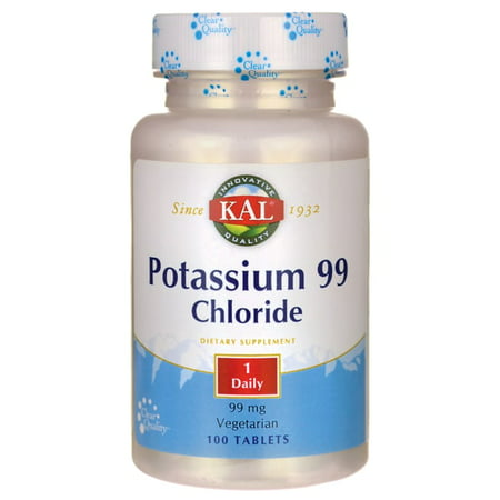 KAL Potassium Chloride 99mg | Nutritive Electrolyte Support for Bones Heart Muscles Nerves | Fast Acting | 100ct - 021245846703