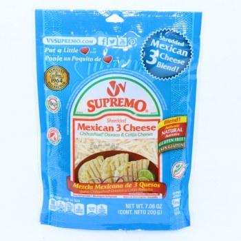 Shredded mexican 3 cheese blend, mexican - 0021724603612