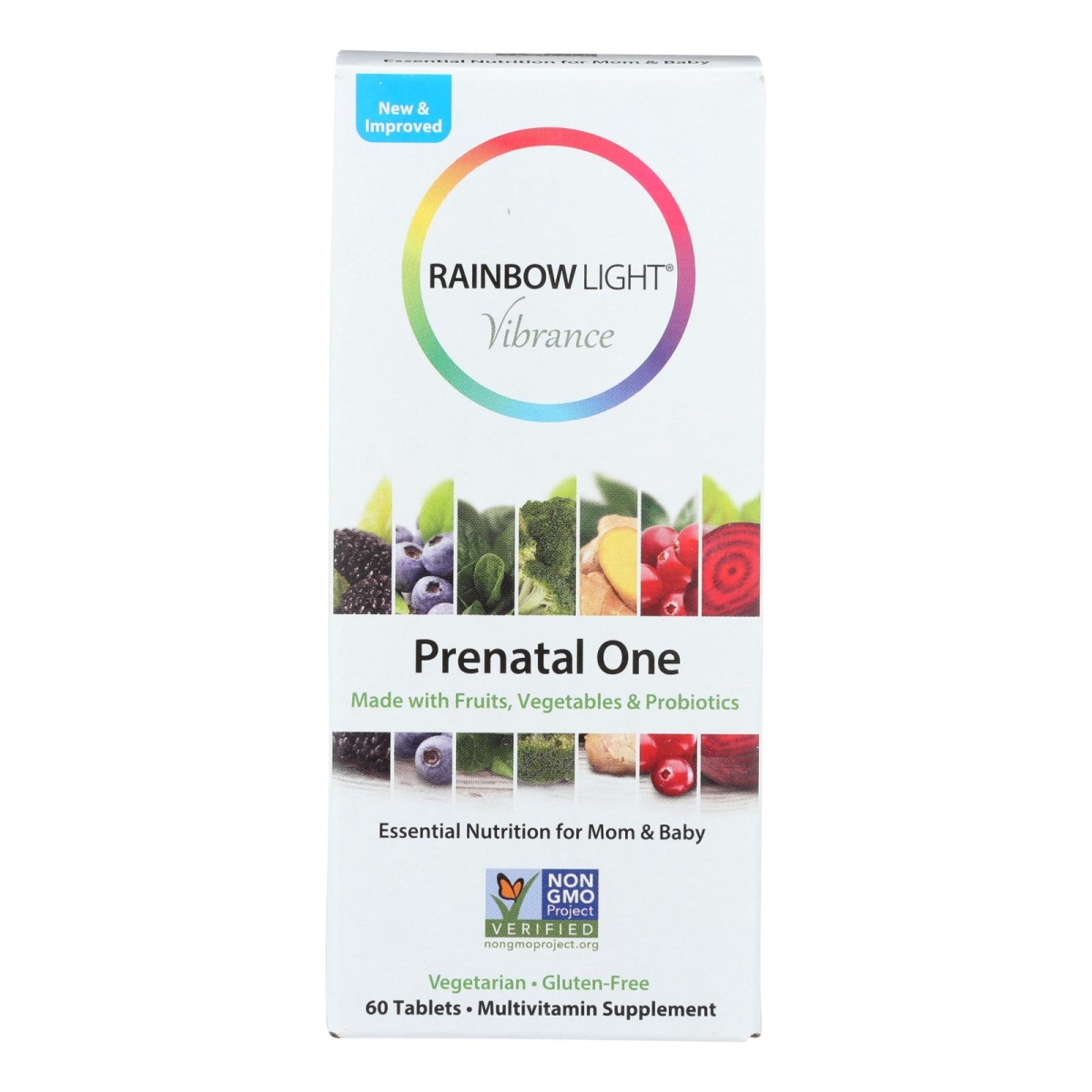 Rainbow Light Prenatal One Multivitamin – High Potency, Clinically Proven Absorption of Vitamin D, B2, B5, Folate, Calcium, Zinc, Iron, Non-GMO, Vegetarian – 60 Tablets (B07CVMMY3K) - 021888217236
