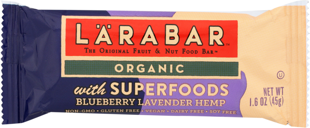 Larabar Organic With Superfoods Blueberry Lavender Hemp Fruit & Nut Bar - enriched