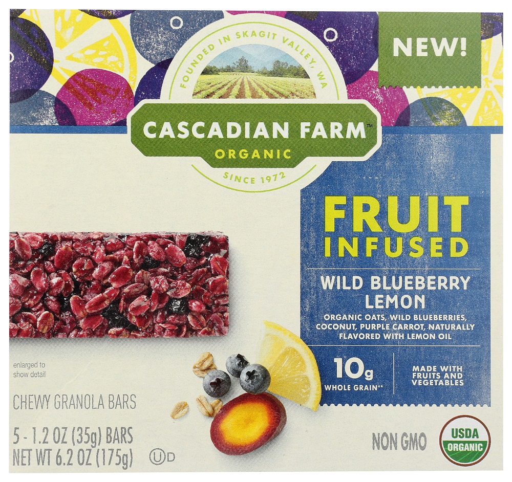 CASCADIAN FARM ORGANIC: Fruit Infused Wild Blueberry Lemon, 6.20 oz - 0021908112572