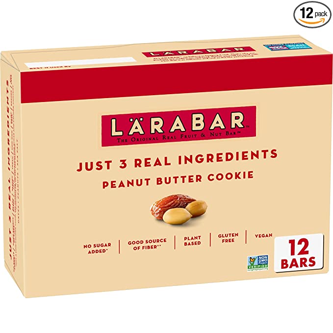 Larabar Peanut Butter Cookie, Gluten Free Vegan Fruit & Nut Bar, 1.7 oz, 12 ct - 021908122816
