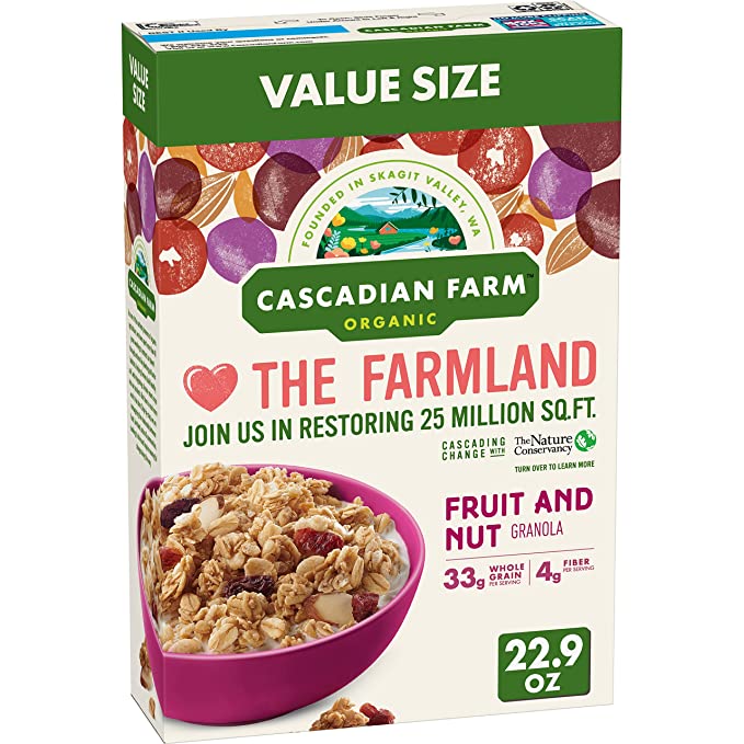  Cascadian Farm Organic Granola Cereal, Fruit and Nut, Value Size, 22.9 oz - 021908129792