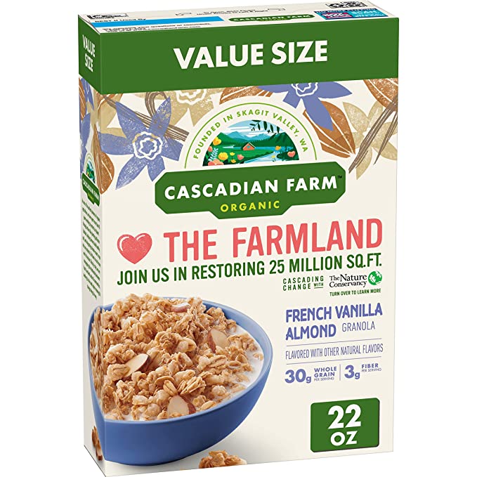 Cascadian Farm Organic, Granola Cereal, French Vanilla Almond, Value Size, 22 oz - 021908129815