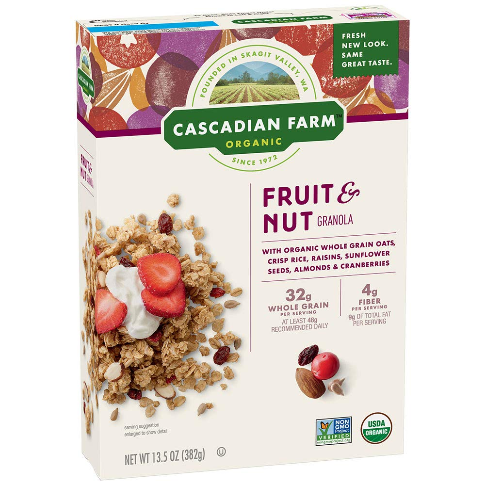  Cascadian Farm Organic Fruit and Nut Granola, Whole Grain Oats, 13.5 oz (Pack of 6) - 021908407739