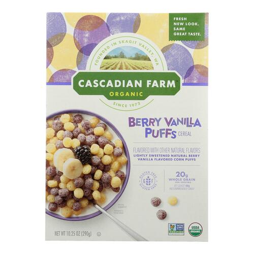 Cascadian Farm Organic Berry Vanilla Puffs Cereal - cascadian
