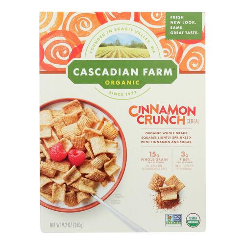  Cascadian Farm Organic Cinnamon Crunch Cereal, Whole Grain Cereal, 9.2 oz - 021908455563