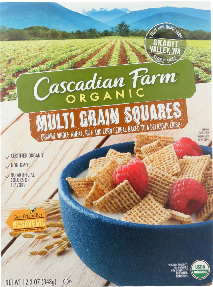  Cascadian Farm Organic Multi Grain Squares Cereal, 12.3 oz (Pack of 10) - 021908455570
