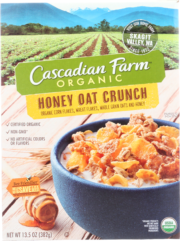  Cascadian Farm Cereal - Organic Corn Flakes Wheat Flakes Whole Grain Oats And Honey - Case of 10 - 13.5 oz. - 021908459882