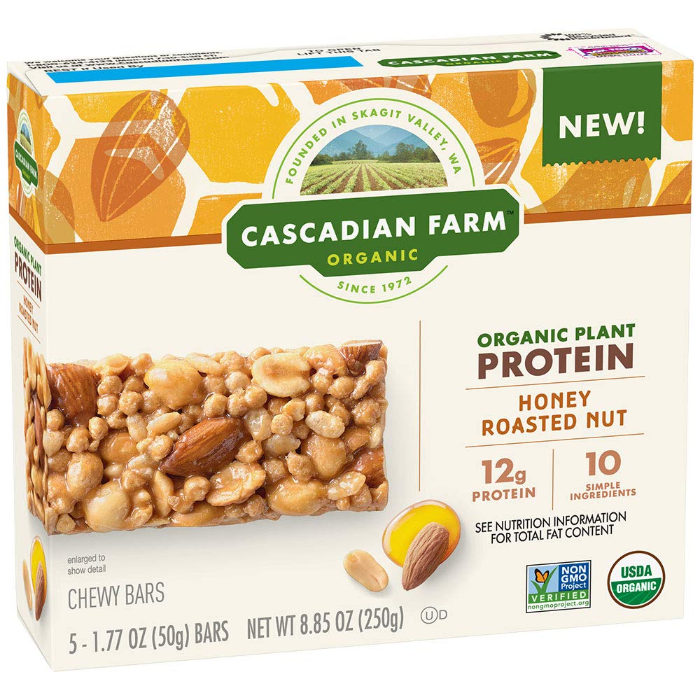  Cascadian Farm Organic Protein Bars, Honey Roasted Nut, 8.85 oz (5 bar)  - 021908476230