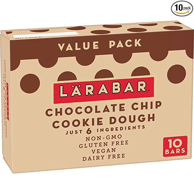  Larabar Chocolate Chip Cookie Dough, Gluten Free Vegan Fruit & Nut Bar, 1.6 oz Bars, 10 Ct  - 021908490311