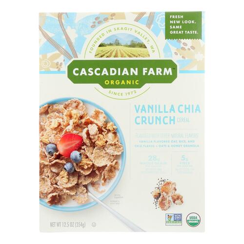 Cascadian Farm Organic Cereal - Vanilla Chia Crunch - Case Of 10 - 12.5 Oz - 00021908493114