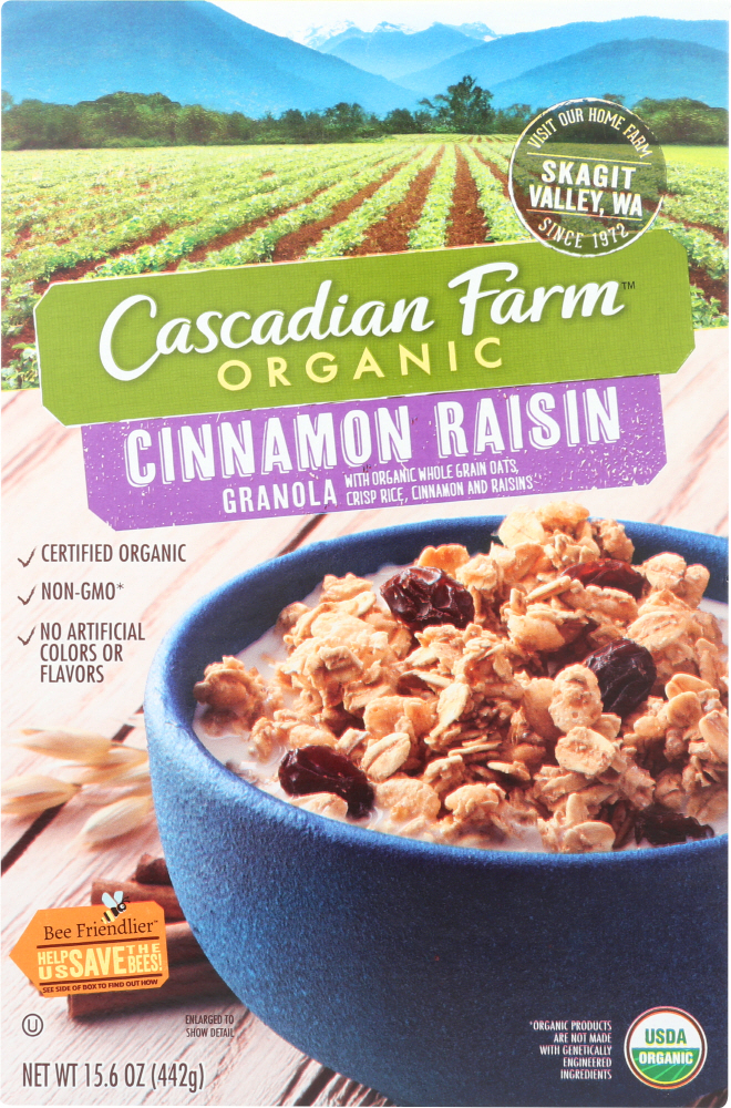 CASCADIAN FARM: Cinnamon Raisin Granola, 15.6 oz - 0021908743295