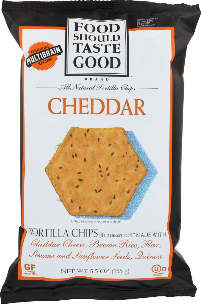 FOOD SHOULD TASTE GOOD: All Natural Tortilla Chips Cheddar, 5.5 oz - 0021908812472
