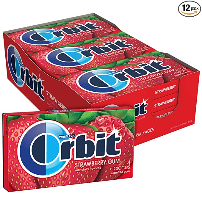  ORBIT Strawberry Sugar Free Chewing Gum, 14 pieces, (12 Pack)  - 022000116185