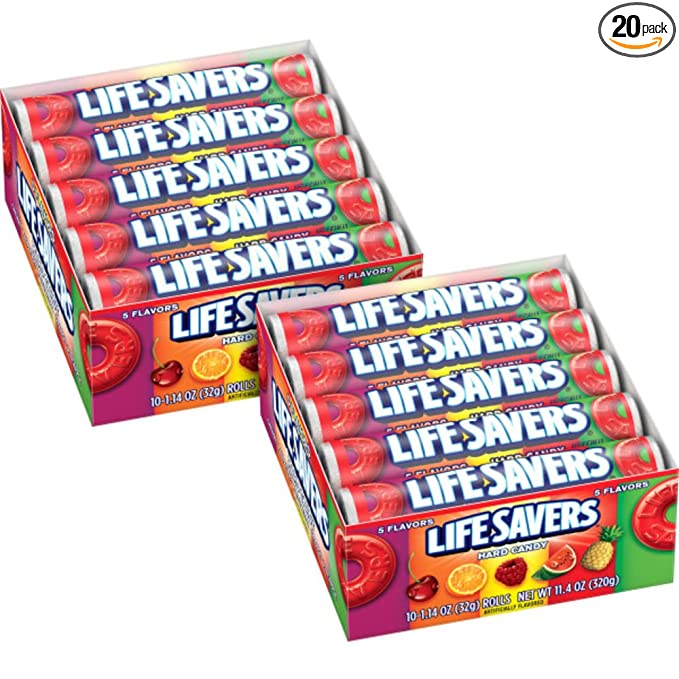  LIFE SAVERS 5 Flavors Hard Candy Rolls, 1.14 Ounce (Pack of 20)  - 322170048706