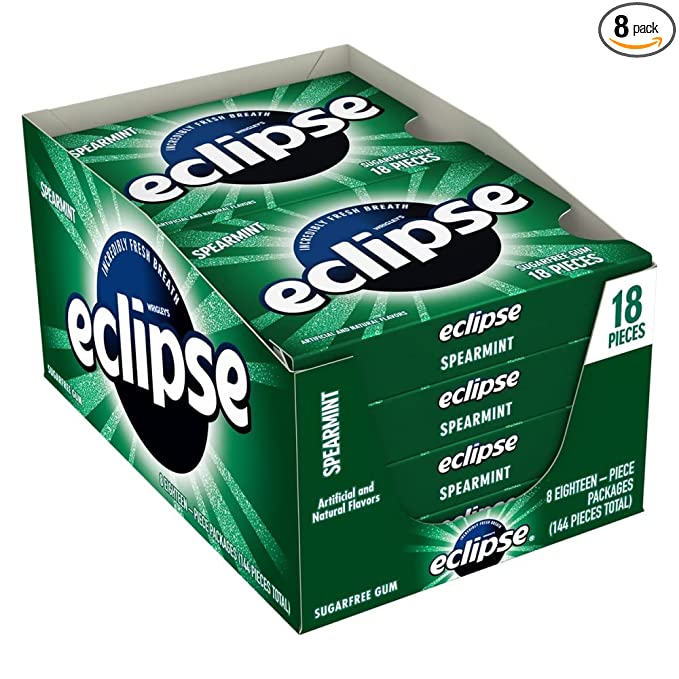  ECLIPSE Spearmint Sugar Free Gum, 18 Pieces (8 Pack)  - 078433247910