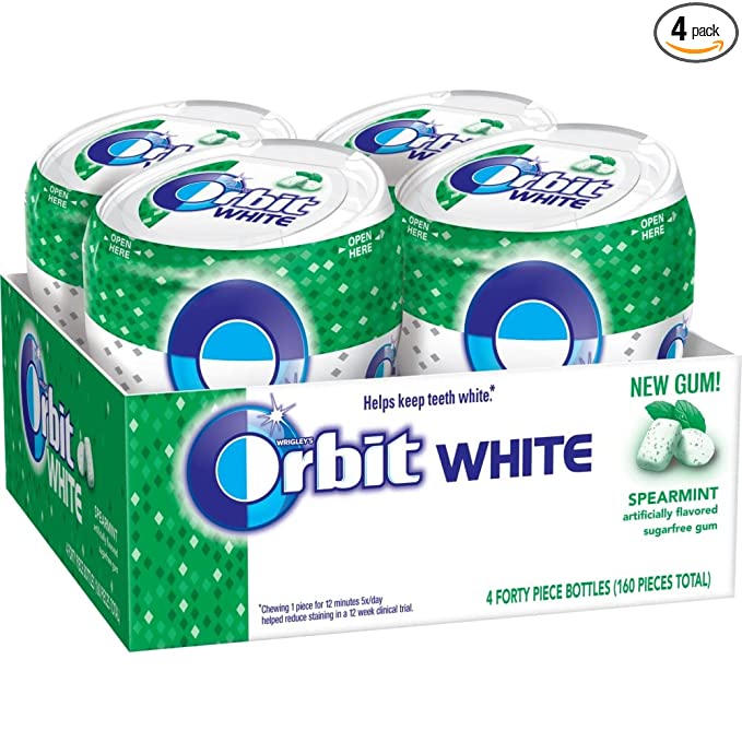  Orbit White Spearmint Sugarfree Chewing Gum, 40 count (Pack of 4)  - 022000134974