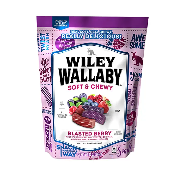 Wiley Wallaby 10 Ounce Blasted Berry Gourmet Australian Style Soft & Chewy Licorice Candy Twists - 022224213035