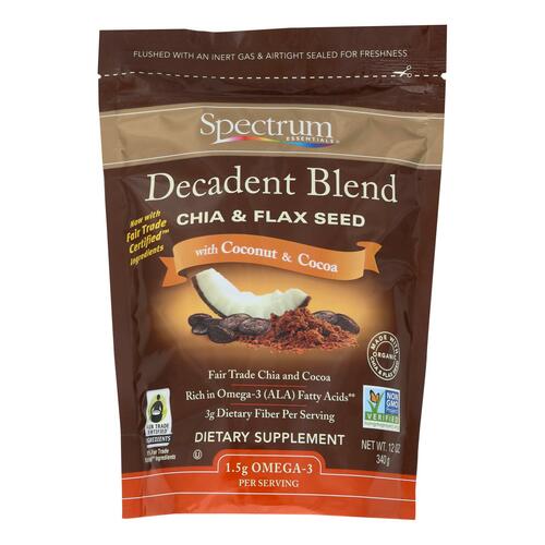 Spectrum Essentials Organic Decadent Blend - Chia And Flax Seed With Coconut And Cocoa - 12 Oz - 0022506521087