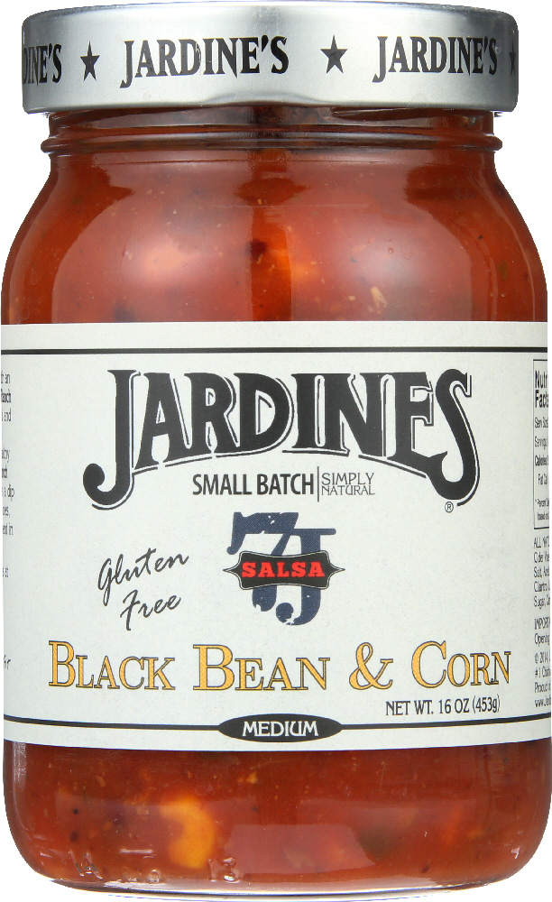 JARDINES: Black Bean & Corn Salsa Medium, 16 oz - 0022531502662