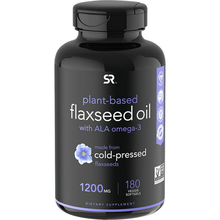 Vegan Flaxseed Oil (1200mg) Herbal Supplement with Plant-Based ALA Omega 3 ~ Vegan Certified & Non-GMO Project Verified ~ Gluten Soy & Carrageenan Free (180 Veggie softgels) - 023249011255