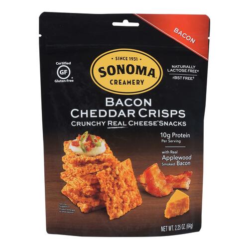 Sonoma Creamery Cheddar Crisps, Crunchy Real Cheese Snacks - Case Of 12 - 2.25 Oz - cheddar