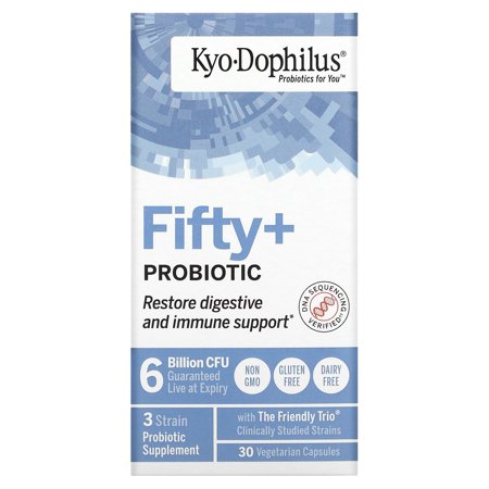 Kyo-Dophilus Fifty+ Probiotic 6 Billion CFU 30 Vegetarian Capsules Kyolic - 023542620437