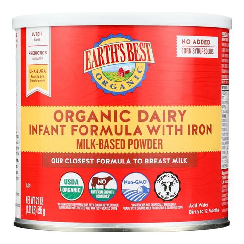 EARTH’S BEST: Organic Infant Formula with Iron, 23.2 oz - 0023923100442