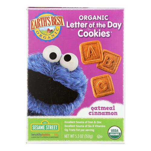 Earth's Best Organic Letter Of The Day Oatmeal Cinnamon Cookies - Case Of 6 - 5.3 Oz. - 023923202009