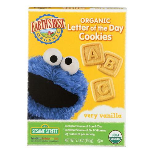 Earth's Best Organic Letter Of The Day Very Vanilla Cookies - Case Of 6 - 5.3 Oz. - 0023923202092
