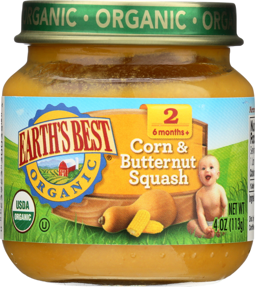 EARTHS BEST: Organic Strained Corn & Butternut Squash, 4 oz - 0023923300354