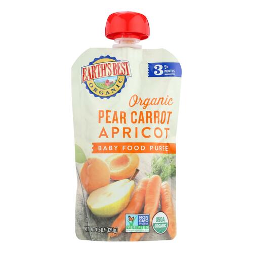 EARTH’S BEST: Organic Baby Food Stage 3 Pear Carrot Apricot, 4.2 oz - 0023923320017