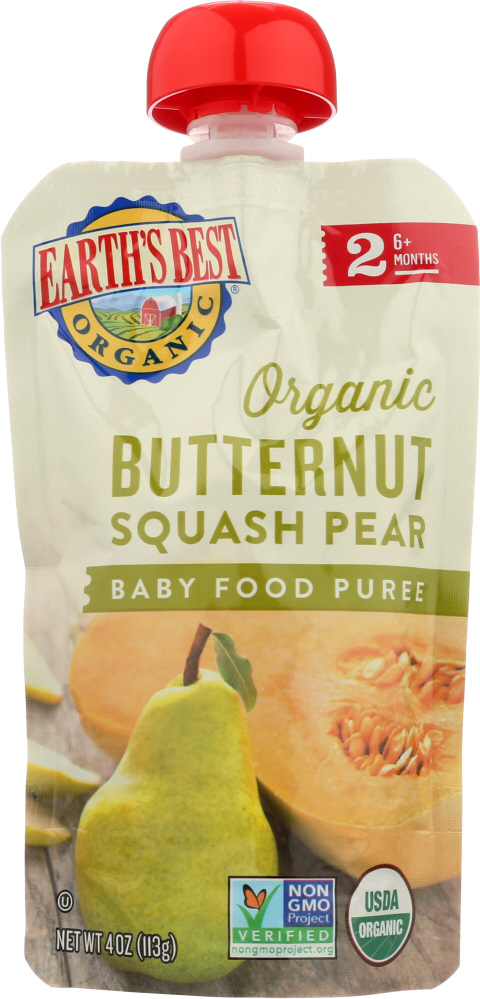 EARTHS BEST: Butternut Squash Pear Baby Food Puree, 4 oz - 0023923330030