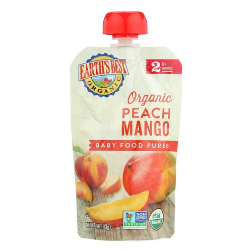 Earth's Best Organic Peach Mango Baby Food Puree - Stage 2 - Case Of 12 - 4 Oz. - 0023923330092