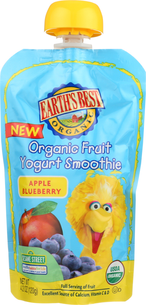 EARTH’S BEST: Organic Fruit Yogurt Smoothie Apple Blueberry, 4.2 oz - 0023923330108