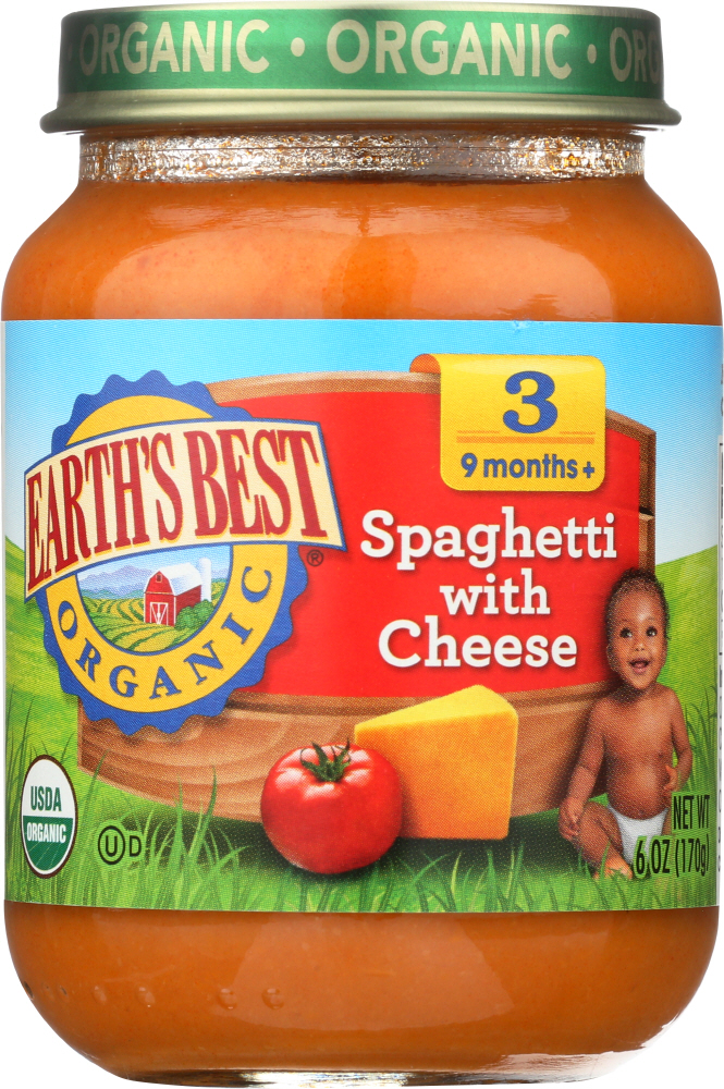 EARTH’S BEST: Organic Baby Food Stage 3 Spaghetti With Cheese, 6 oz - 0023923700826