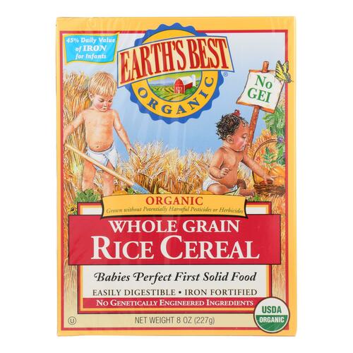 EARTH’S BEST: Organic Whole Grain Rice Cereal, 8 oz - 0023923900011