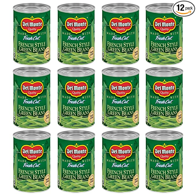  Del Monte BLUE LAKE French Style Green Beans, Canned Vegetables, 12 Pack, 14.5 oz Can  - 024000525875