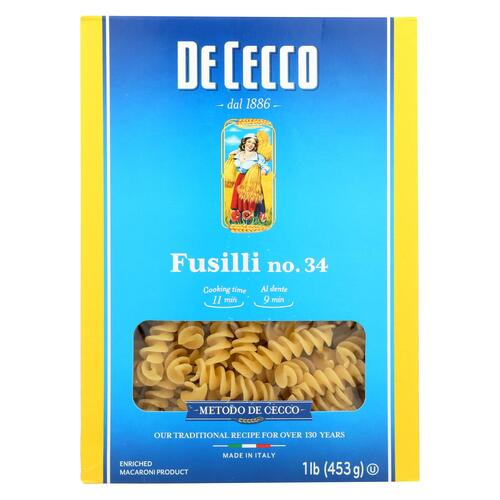 De Cecco, Fusilli No.34, Enriched Macaroni Product - de