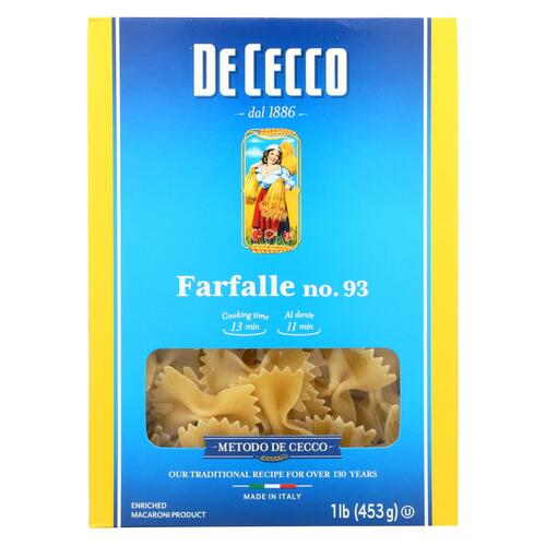 DE CECCO: Pasta Farfalle, 16 oz - 0024094070930
